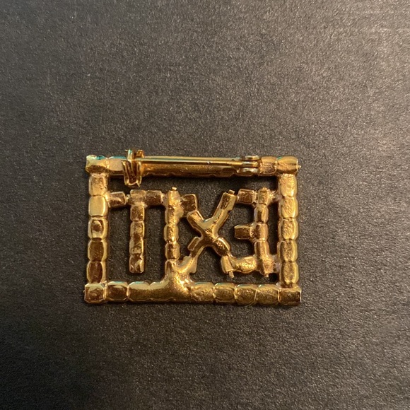 EXIT red rhinestone brooch - Picture 2 of 3